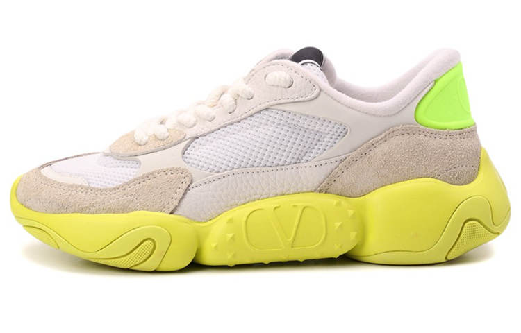 Valentino Bubbleback Leather Cushioning Low top Casual Shoes Women's White Yellow