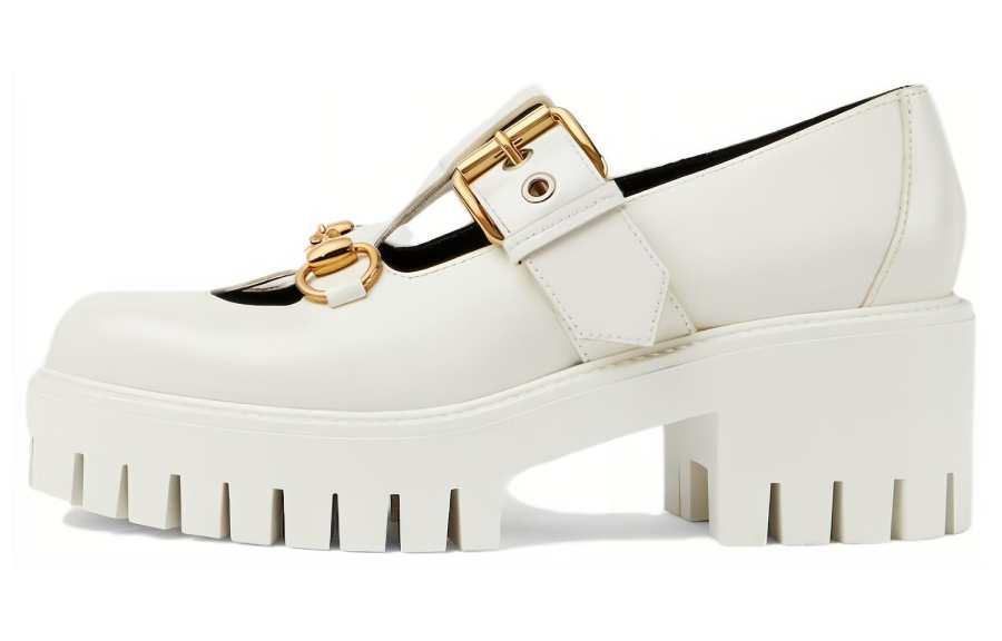 GUCCI Women's Lug Horsebit 30mm Platform Loafer 'White' Women's