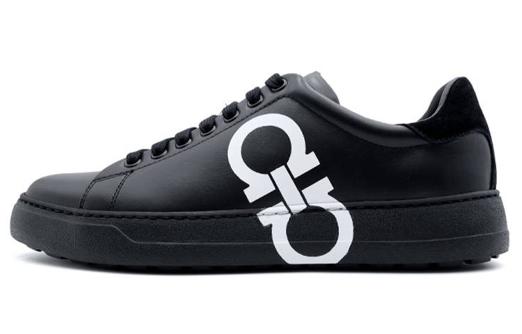 FERRAGAMO Gancini Low top Stylish Skateboarding Shoes Men's Black