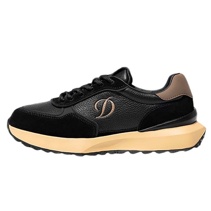 S.T.Dupont S. T.DUPONT Top Grain Cow Leather Abrasion Resistant Abrasion Resistant Low top Casual Shoes Men's Black/Black Green