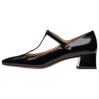 COACH Angelina Leather Chunky Heel Mary Jane Shoes 3.8cm Women's Black