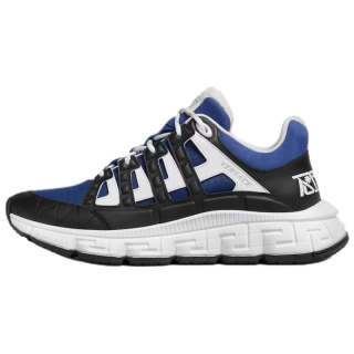 VERSACE Trigreca Versace Calfskin Low top Casual Shoes Men's Blue Black
