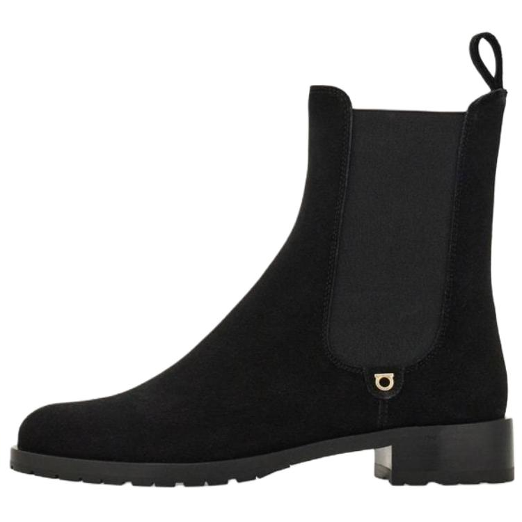 FERRAGAMO Cow Leather Chelsea Boots 2cm Women's Black