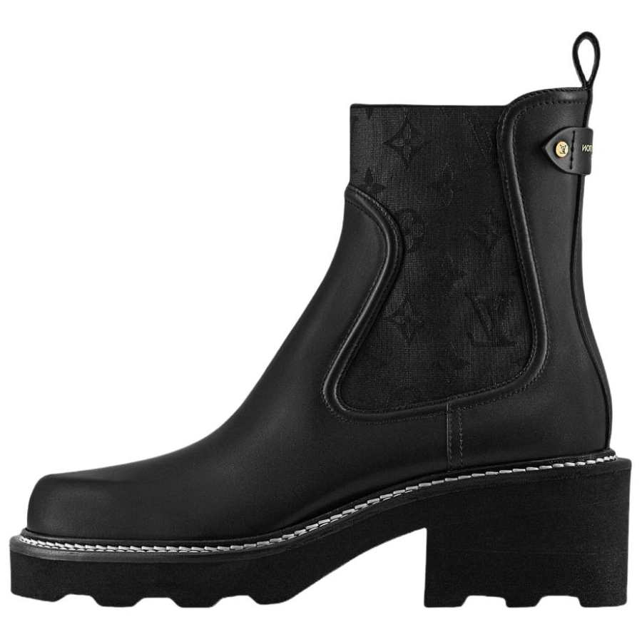 LOUIS VUITTON Beaubourg Ankle Length Chelsea Boots 4cm Women's Black