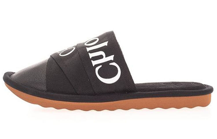 Chloé Chloe Leather Rubber Sole Slide Slippers Women's Black