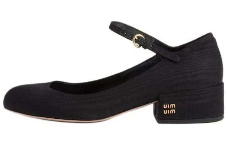 MIU MIU Runway Chunky Heel Mary Jane Shoes 3.5cm Women's Black