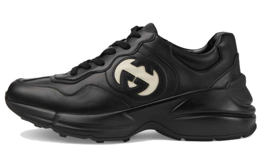 GUCCI Rhyton Leather Low top Chunky Sneakers Women's Black