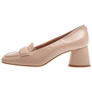HALMANERA Leather Chunky Heel High Heels 5CM Women's Beige