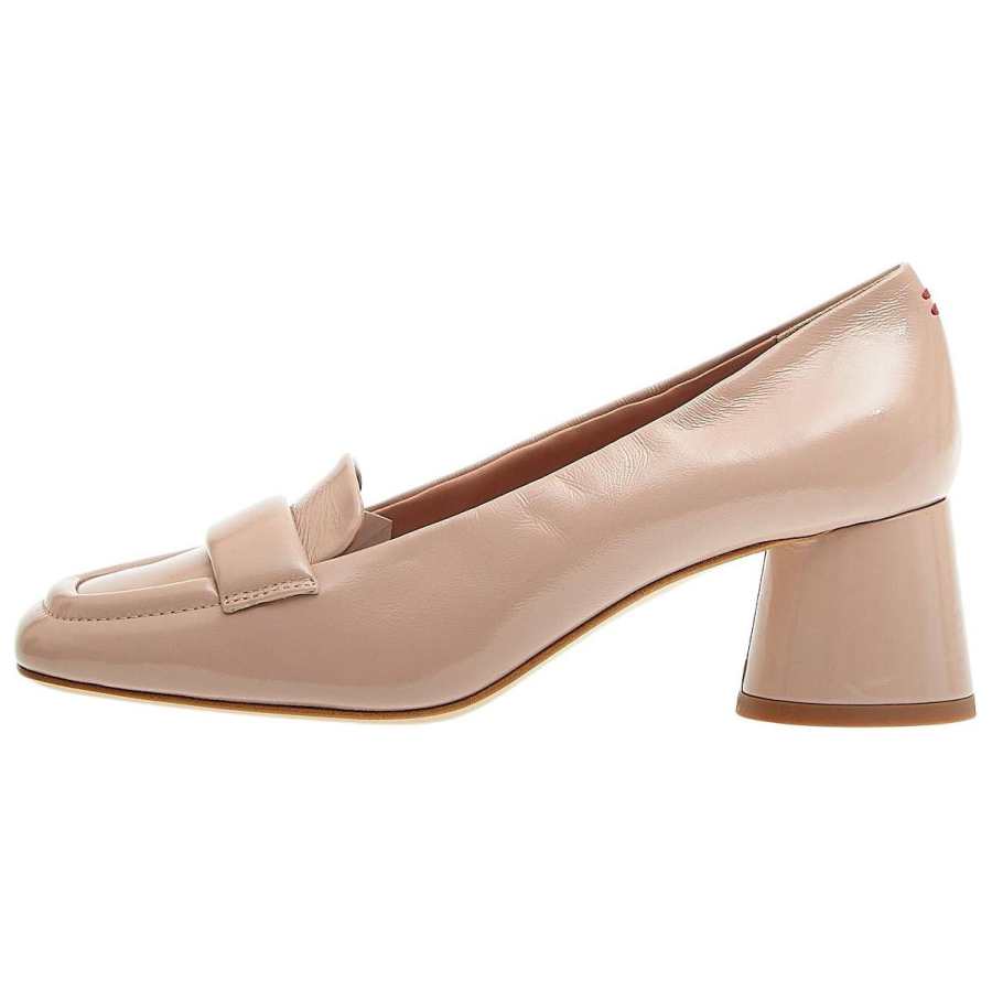 HALMANERA Leather Chunky Heel High Heels 5CM Women's Beige