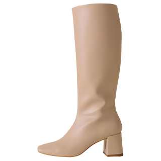 ALOHAS Leather Knee high Boots 6.5cm Women's Beige