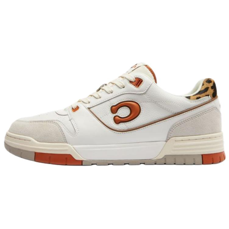 COACH Soho Low top Skateboard Shoes Men's White Orange