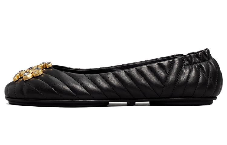 TORY BURCH Sheepskin Casual Flat Shoes Women's Black