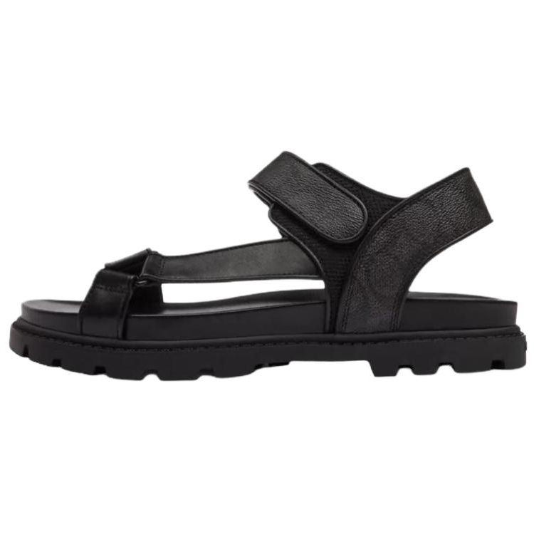 COACH COACH Signature Leather One Strap Sandals Men's Black