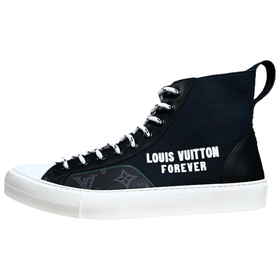 LOUIS VUITTON Vivienne Pop Up Leather High top Skateboard Shoes Men's Black