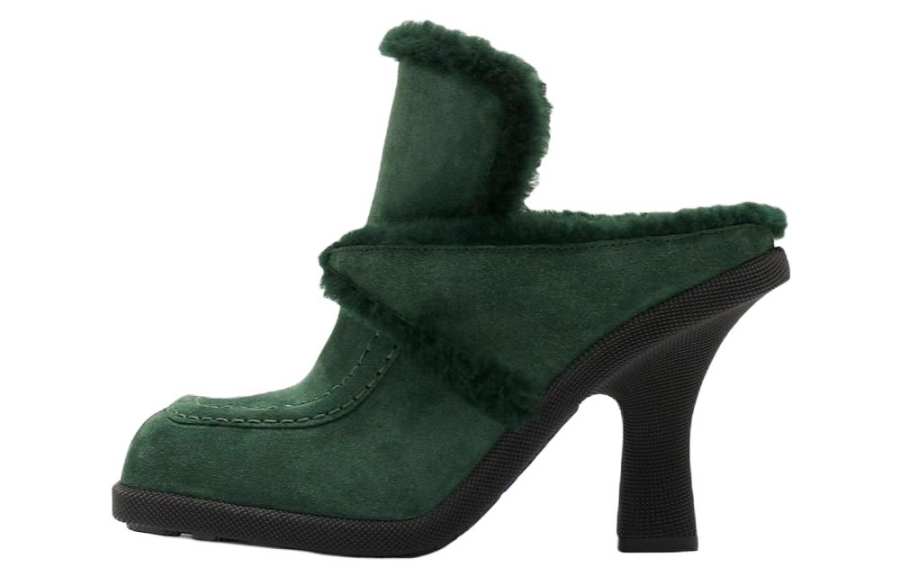 Burberry Highland Shearling-trim Suede Mules