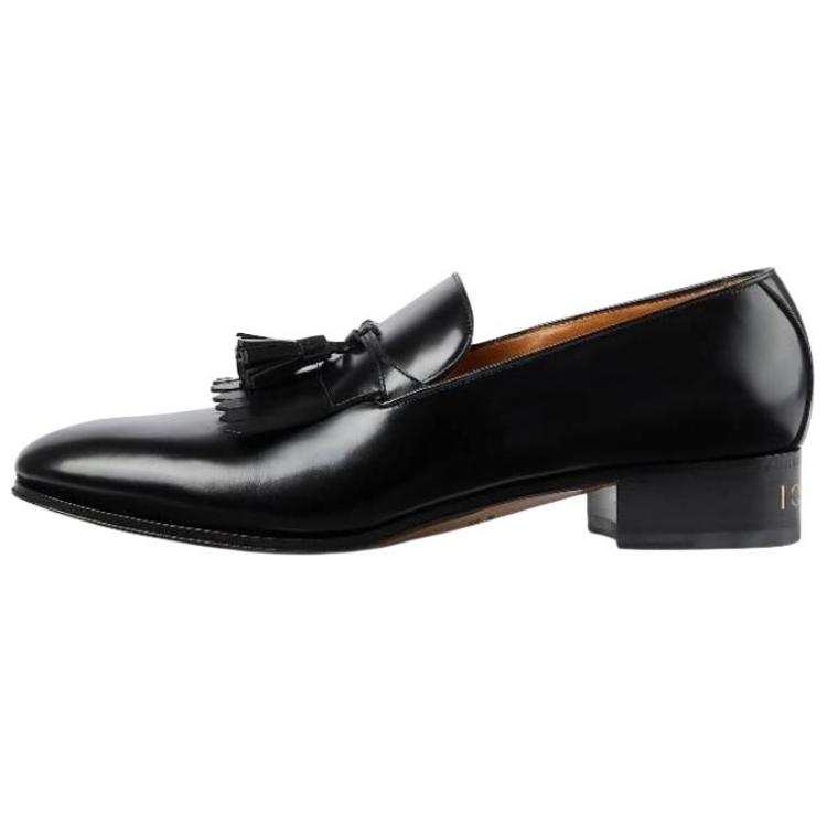 GUCCI Leather Chunky Heel Men's Casual Shoes Black