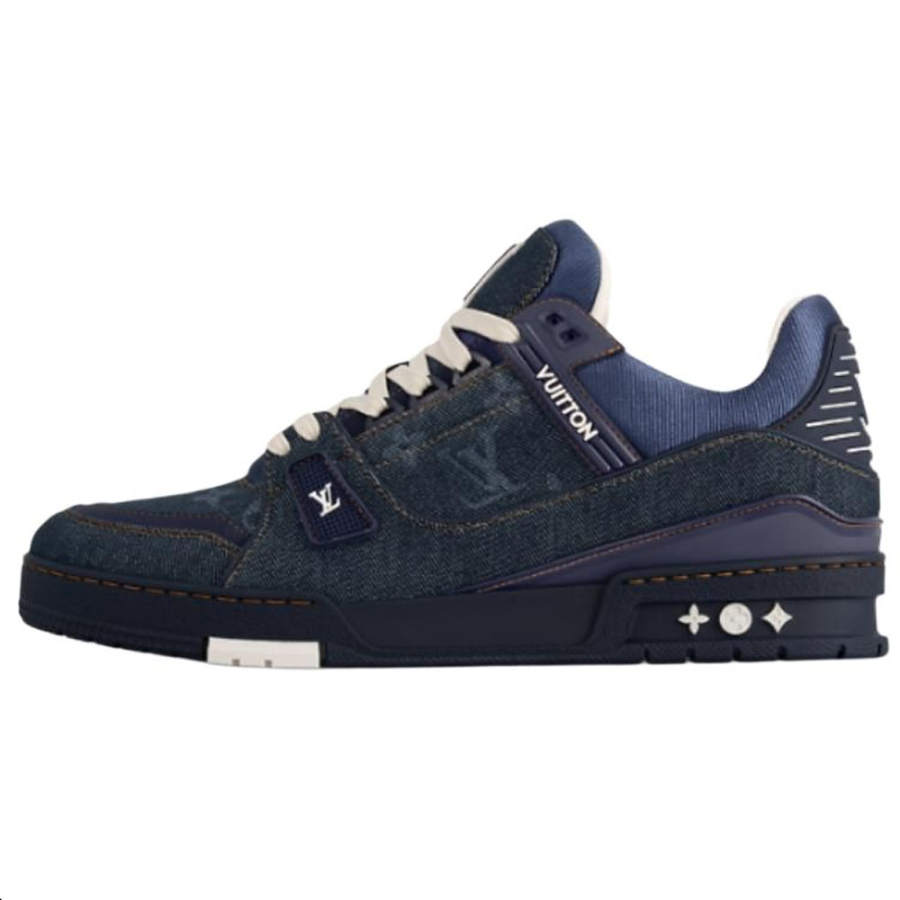 LOUIS VUITTON Trainer Cow Leather Low top Skateboard Shoes Women's Dark Blue