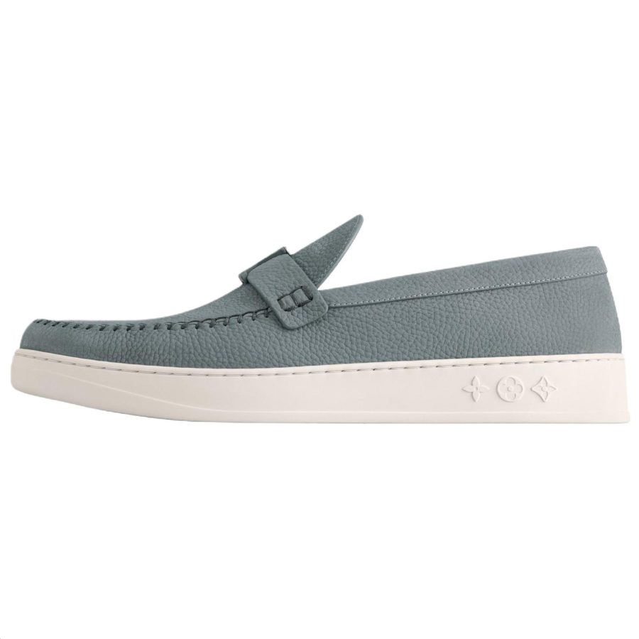 LOUIS VUITTON Resort Cow Leather Loafers Men's Gray Green