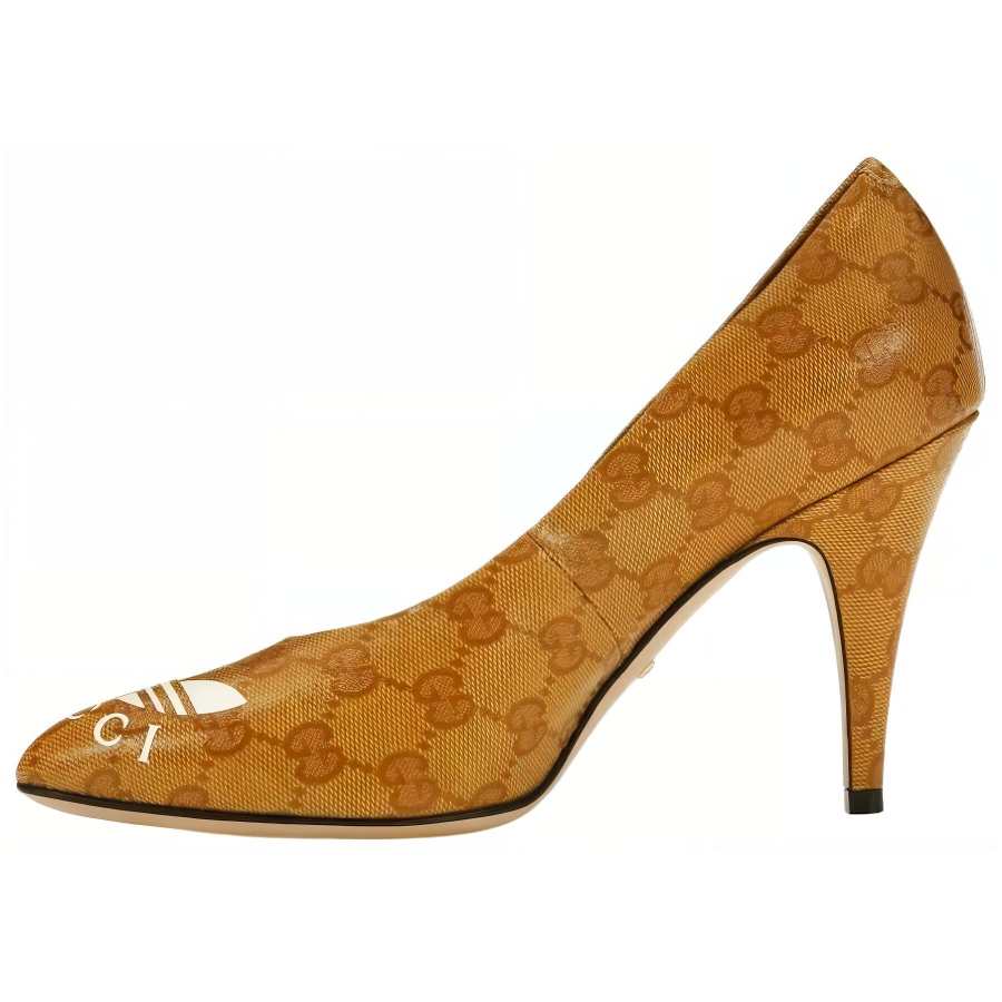 GUCCI x Adidas Originals Leather Slim Heel High Heels 9.5cm Women's Beige