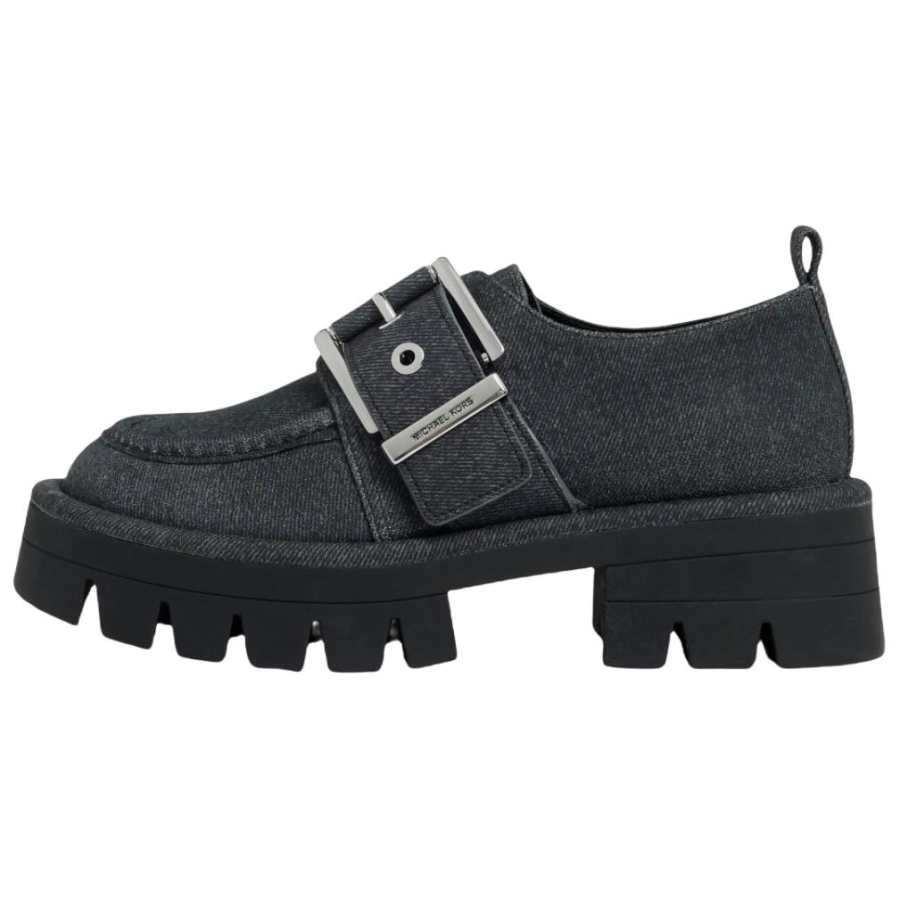 MICHAEL KORS Colby Sheepskin Loafers 6CM Women's Denim Black