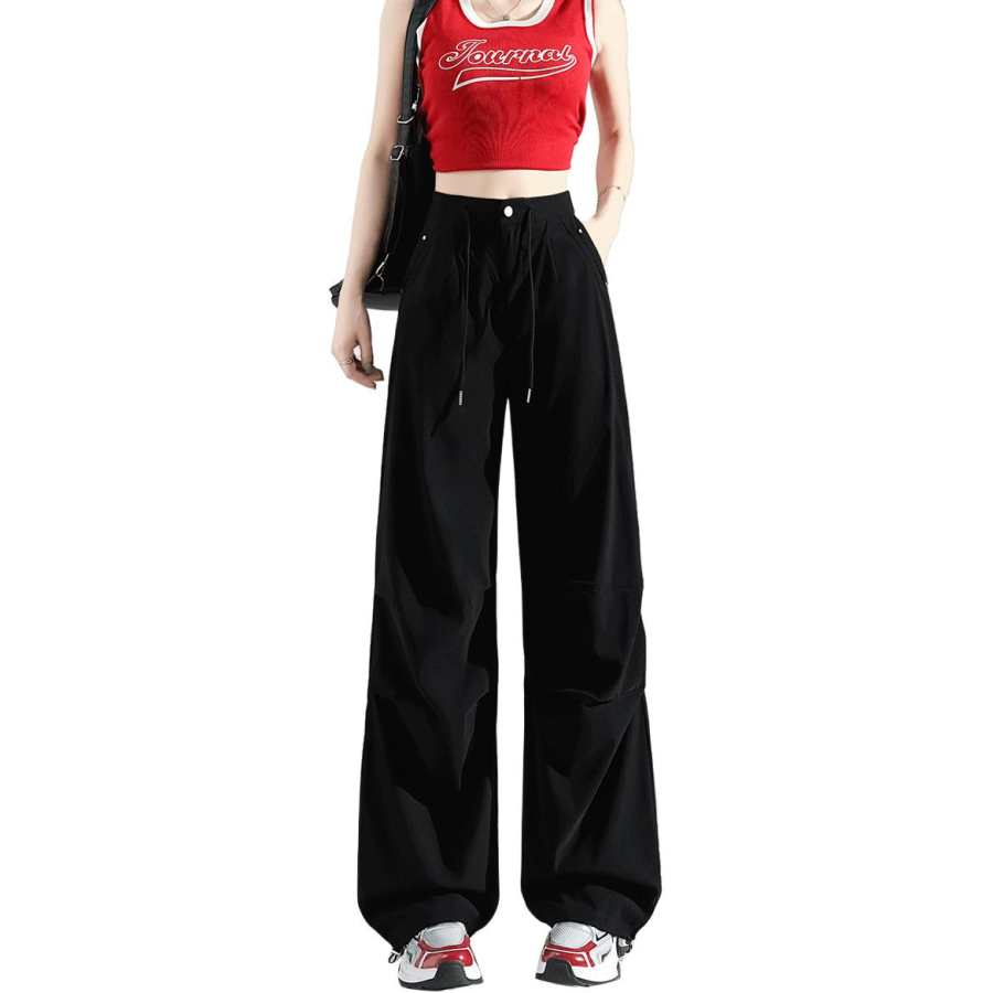 Tonlion Casual Pants Women's Moderate Wide Leg Pants