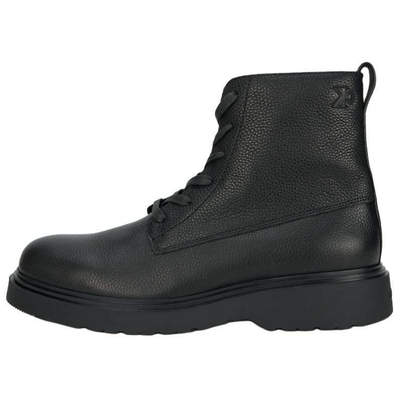CKJ CALVIN KLEIN JEANS Cow Leather Short Combat Boots Men's Black