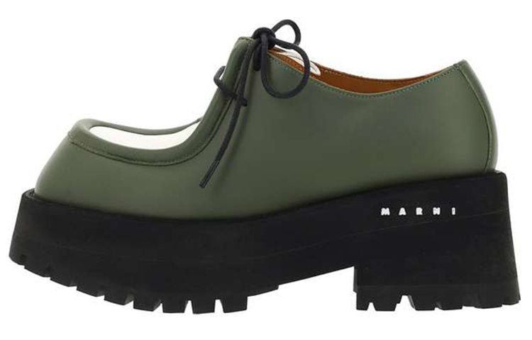 MARNI Leather Platform Shoes Women's Green