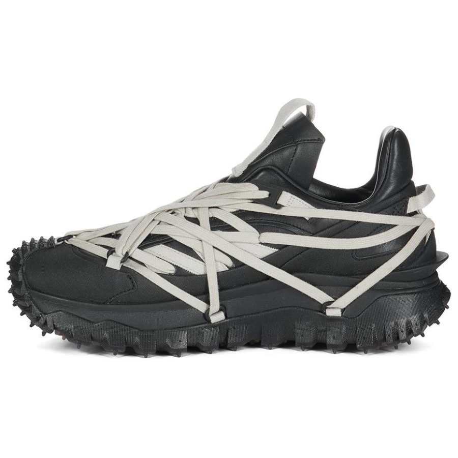 Moncler X RICK OWENS Collaboration Trailgrip Cow Leather Low top Casual Shoes Unisex Black