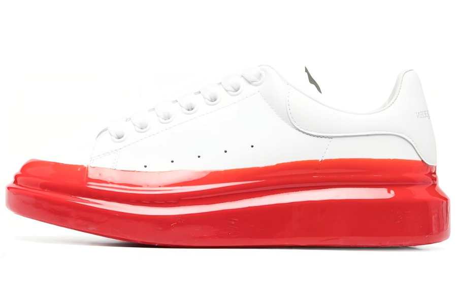 Alexander McQueen Oversized Top Grain Cow Leather Low top Stylish Skateboarding Shoes Men's White Red