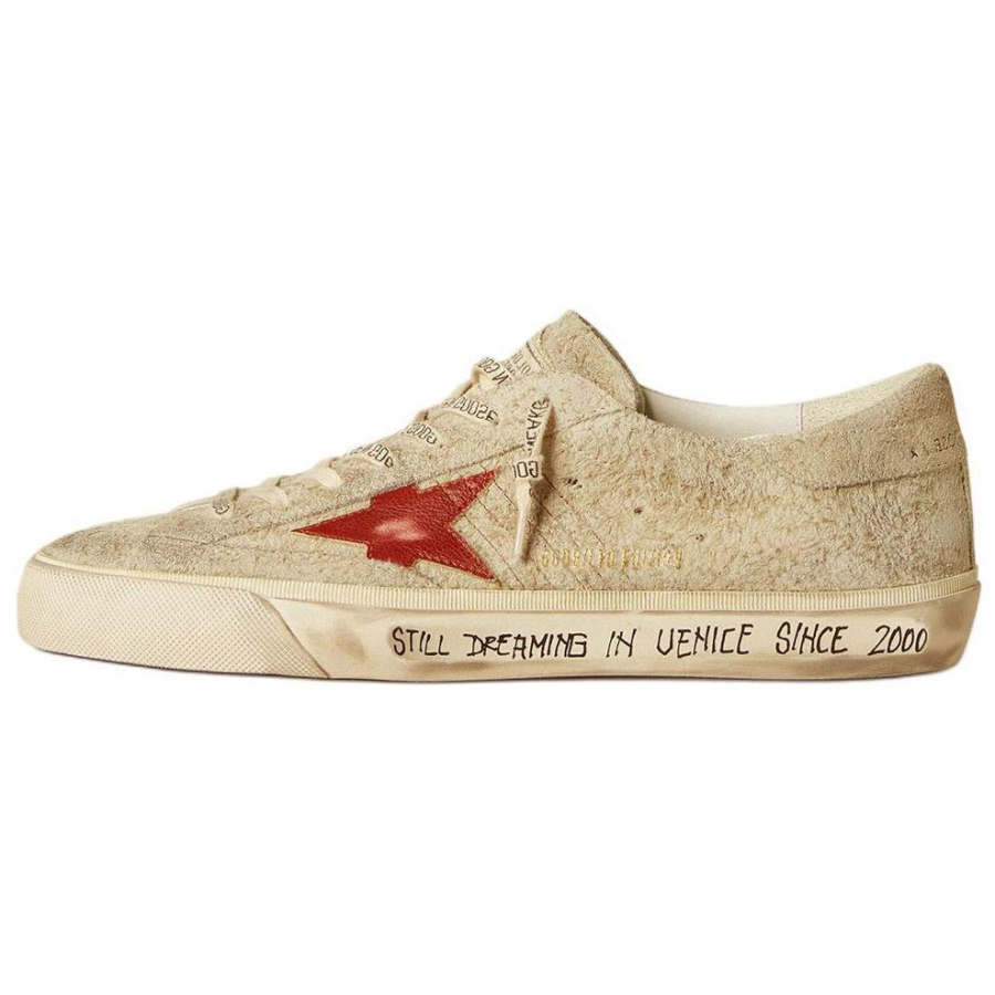 Golden Goose Super Star LTD Cow Leather Low top Skateboard Shoes Men's Beige