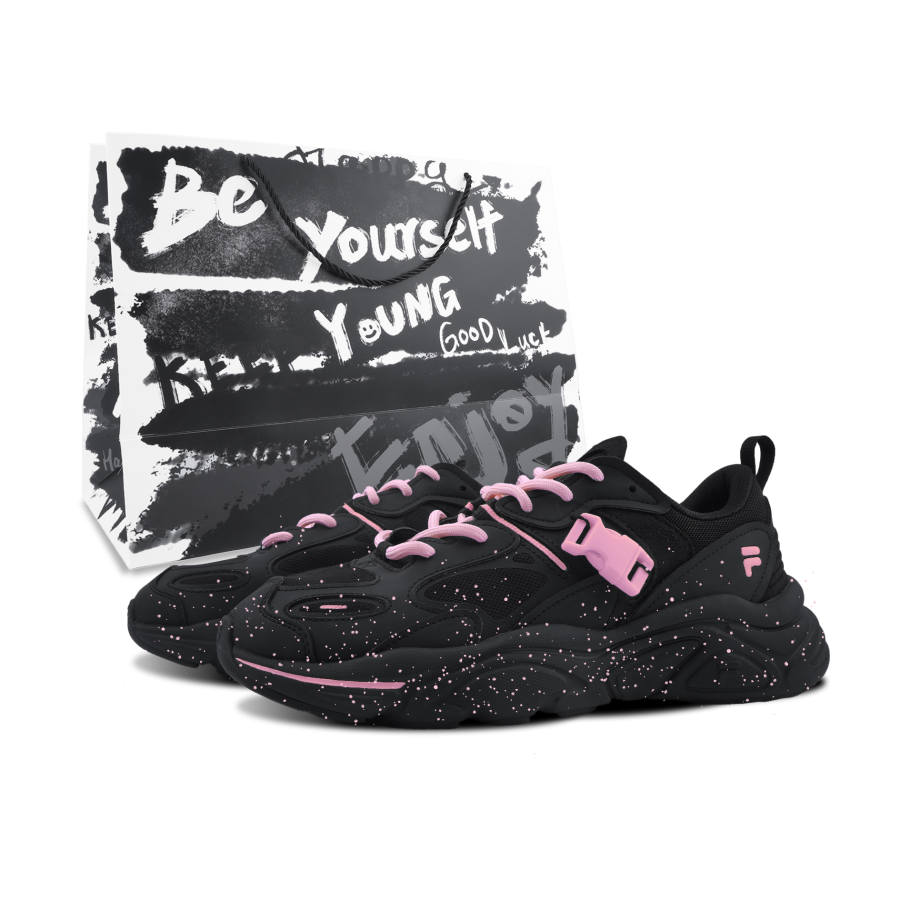 FILA Mars 2 Mars 2.0 Pink+Shopping Bag Abrasion Resistant Low top Casual Shoes Unisex Pink Black