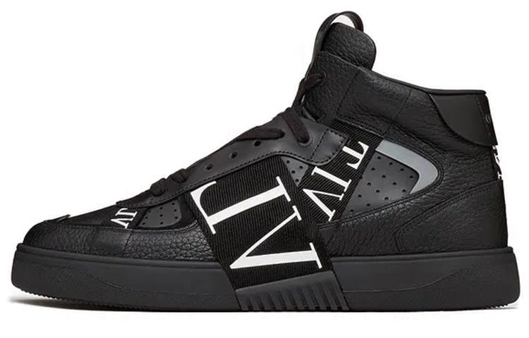 Valentino VL7N Cow Leather High top Stylish Skateboarding Shoes Men's Black