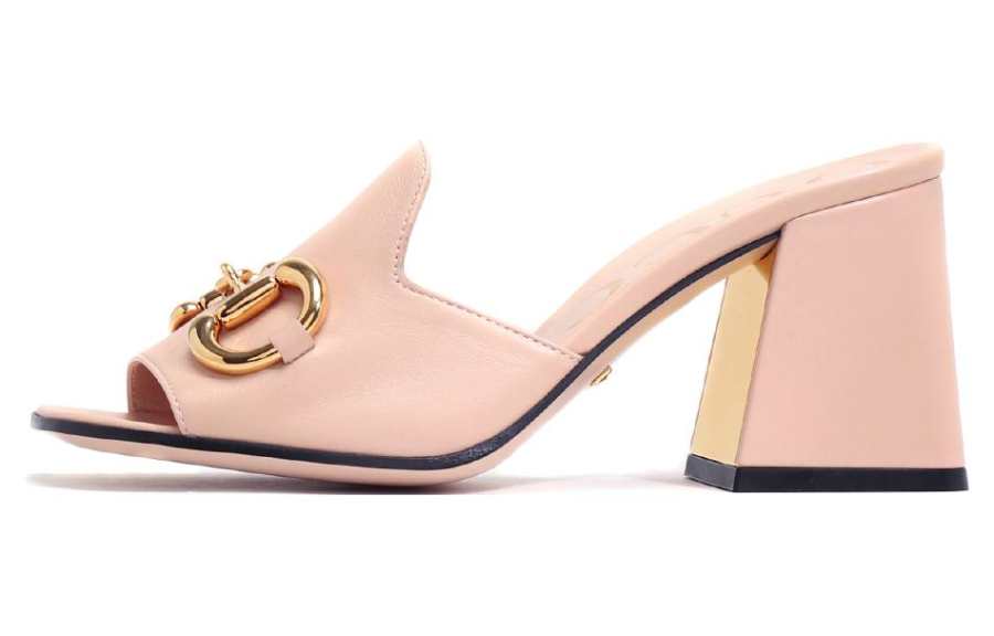 GUCCI Horsebit Slide Slippers 7.5cm Women's Pink