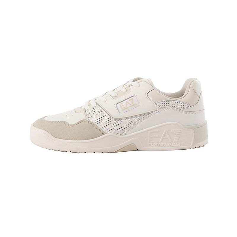 EMPORIO ARMANI EA7 Textile, Cow Leather Low top Casual Shoes Unisex Ecru