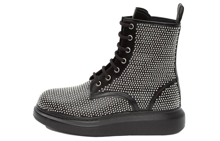 Alexander McQueen Hybrid Lace Up Boot 'Black Silver' Women's