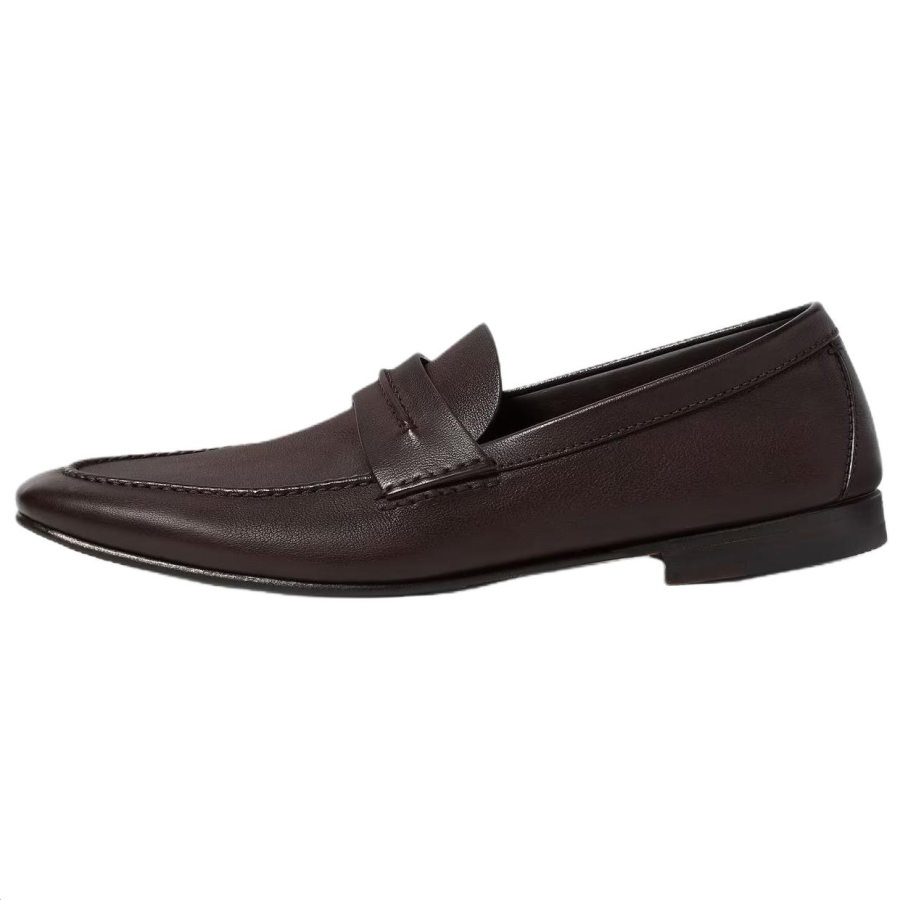 Ermenegildo Zegna Leather Casual Shoes Men's Dark Brown