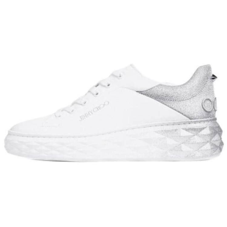 Jimmy Choo Diamond Maxi/F II Leather Low top Skateboard Shoes Women's White