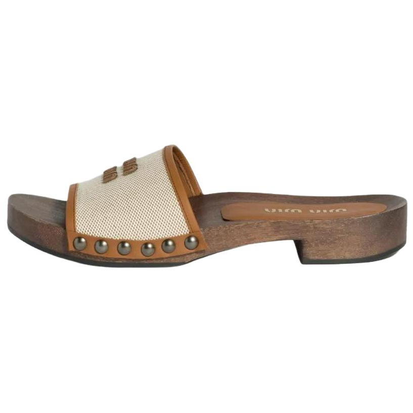 MIU MIU Slide Slippers Women's Brown