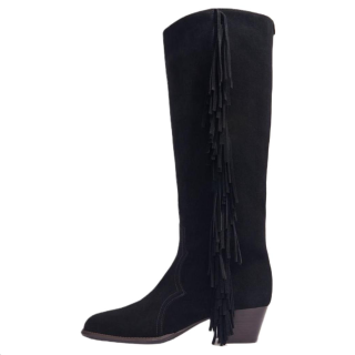 Maje Calfskin Knee high Boots 5CM Women's Black