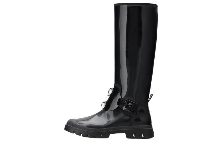 Roger Vivier Leather Buckle Knee high Boots Women's Black