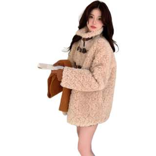 Beauty At 19 Furs Women's Apricot Square Collar Thickened