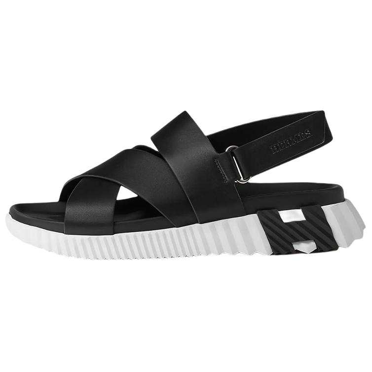 HERMES HERMES Electric One Strap Sandals Men's Black