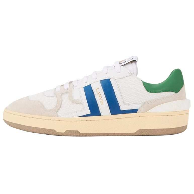 Lanvin Clay Mesh, Leather Low top Sports Lifestyle Casual Shoes Men's White Blue