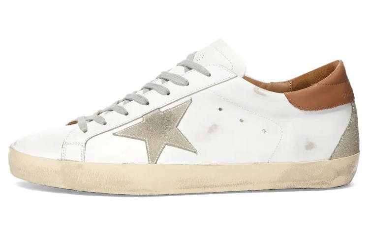 Golden Goose Super-Star White Vacchetta Tan Grey Suede Patch