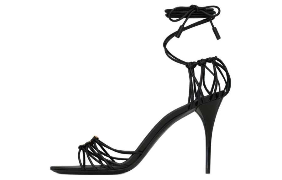 Saint Laurent 90mm Babylone Cassandre-plaque leather sandals Women's