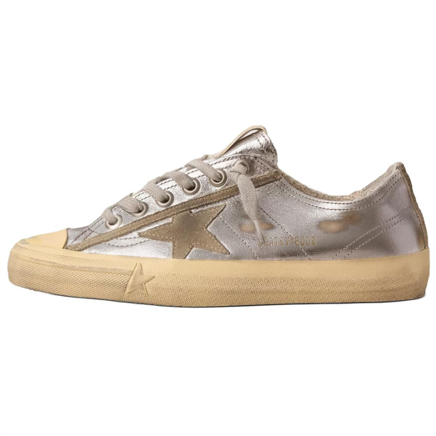 Golden Goose V Star Low top Skateboard Shoes Women's Silver Distressed
