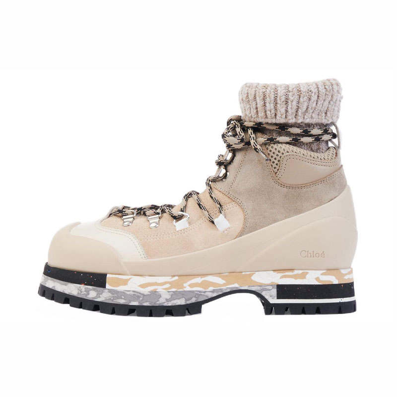 Chloé Chloe Nikie Leather Short Fashion Ankle Boots Women's Beige