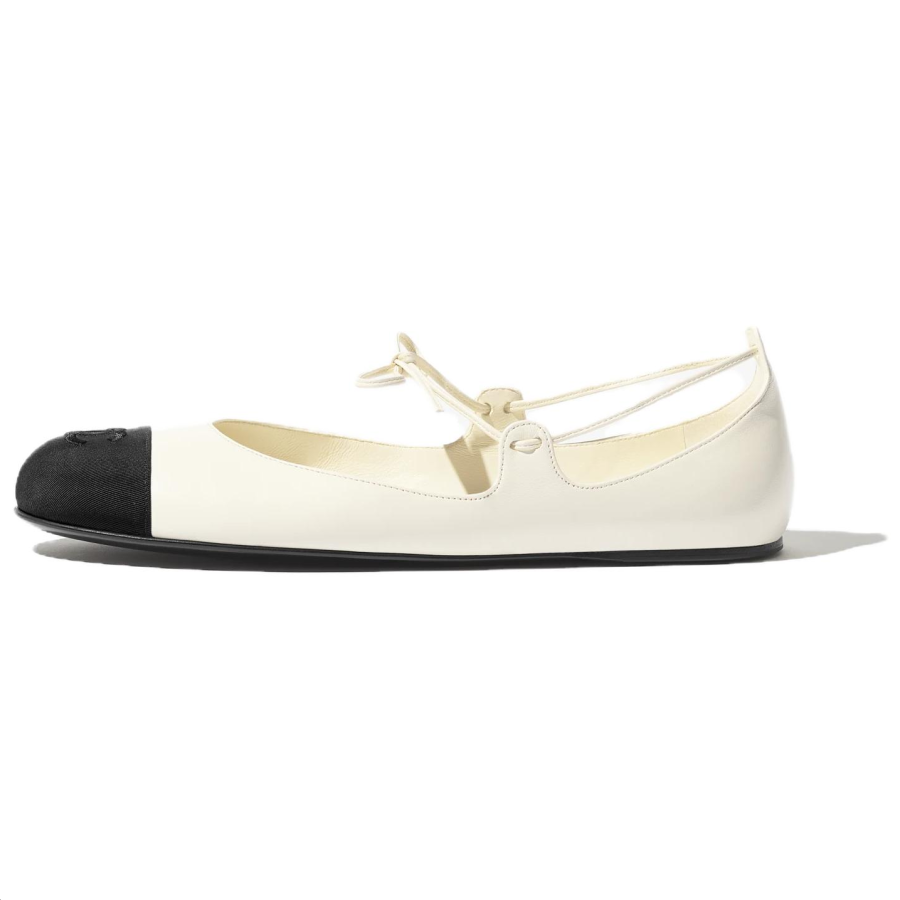 CHANEL 25P Mary Jane Shoes Women's Ivory White