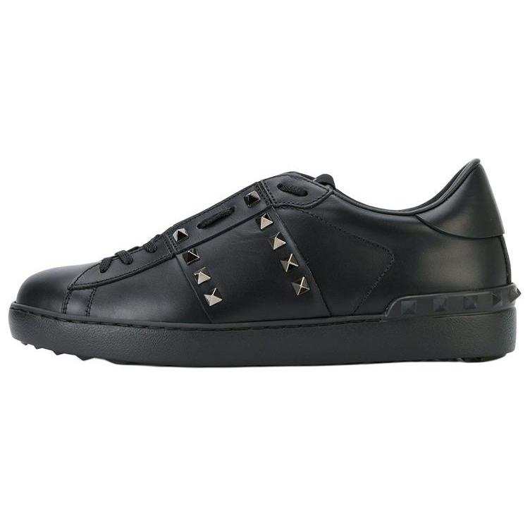 Valentino Rockstud NOIR Leather Low top Stylish Skateboarding Shoes Men's Black