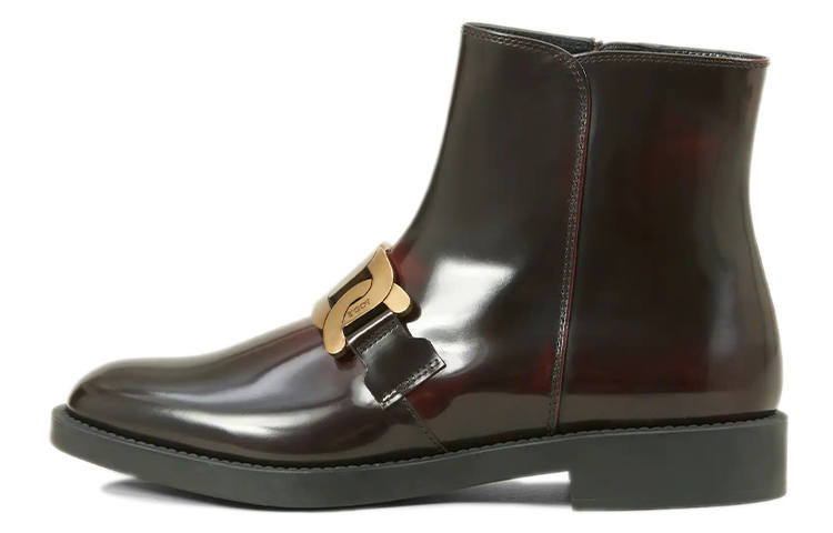 TOD'S Round Tip Ankle Boots Women's Burgundy